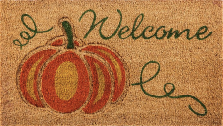 Evergreen Welcome Pumpkin Indoor Outdoor Natural Coir Doormat - Where to Buy Fall Decor