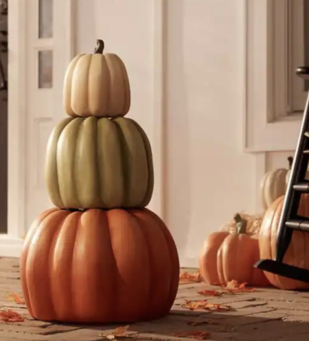 3-piece fall harvest stacked pumpkin - fall door decorations