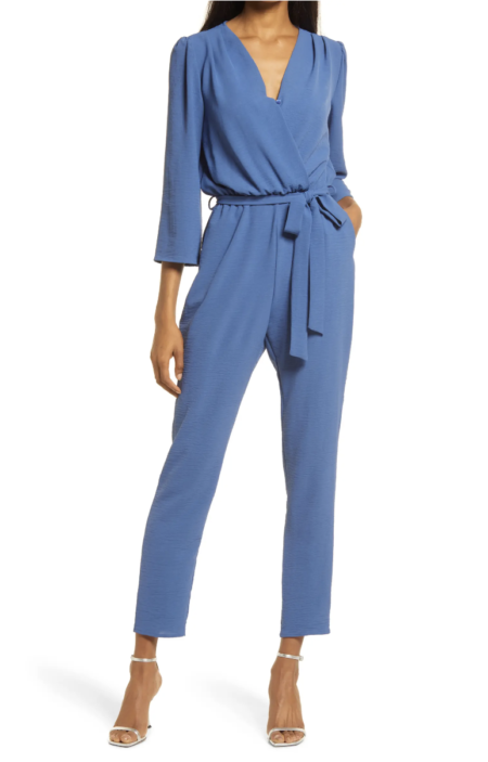 Long Sleeve Belted Jumpsuit - What to wear to a baptism as a guest