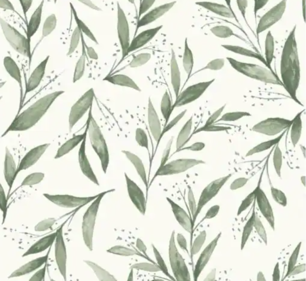 Olive Branch Paper Peel & Stick Repositionable Wallpaper Roll - Cottagecore Wallpaper