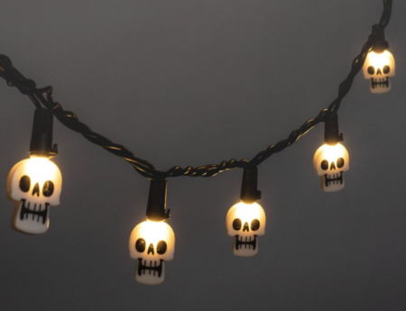 20ct LED Skull Halloween String Lights - outdoor decorations for Halloween