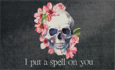 Skull Spell Purple Rug - Halloween outdoor mat