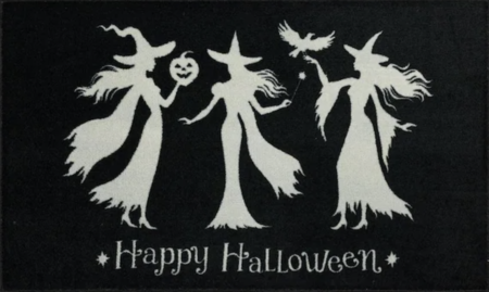 Witch Trio Black Mat - Halloween outdoor mat