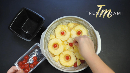 Cherries in Vegan Pineapple Upside Down Cake