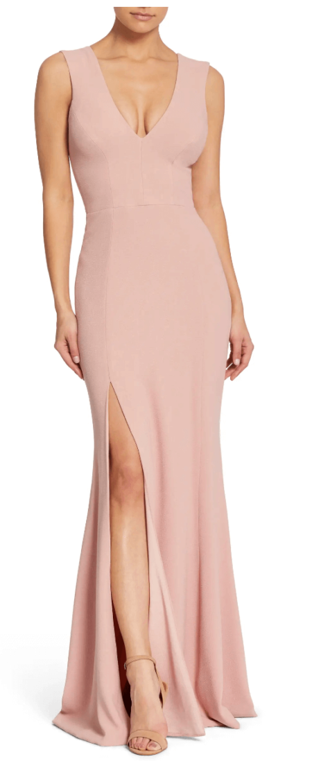 Sandra Plunge Crepe Trumpet Gown - what to wear to a winter wedding in 2022