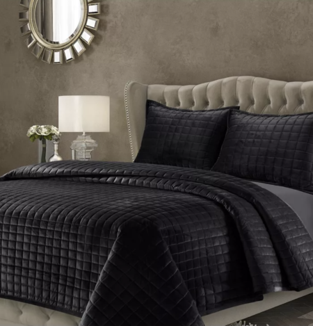 Florence Velvet Solid Oversized Queen Quilt Set - winter bedding