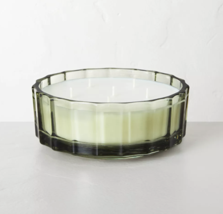Fluted Glass Cypress & Pine Seasonal Jar Candle Green