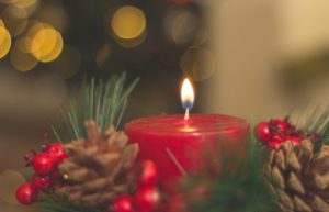 Red Lighted Candle - holiday candles