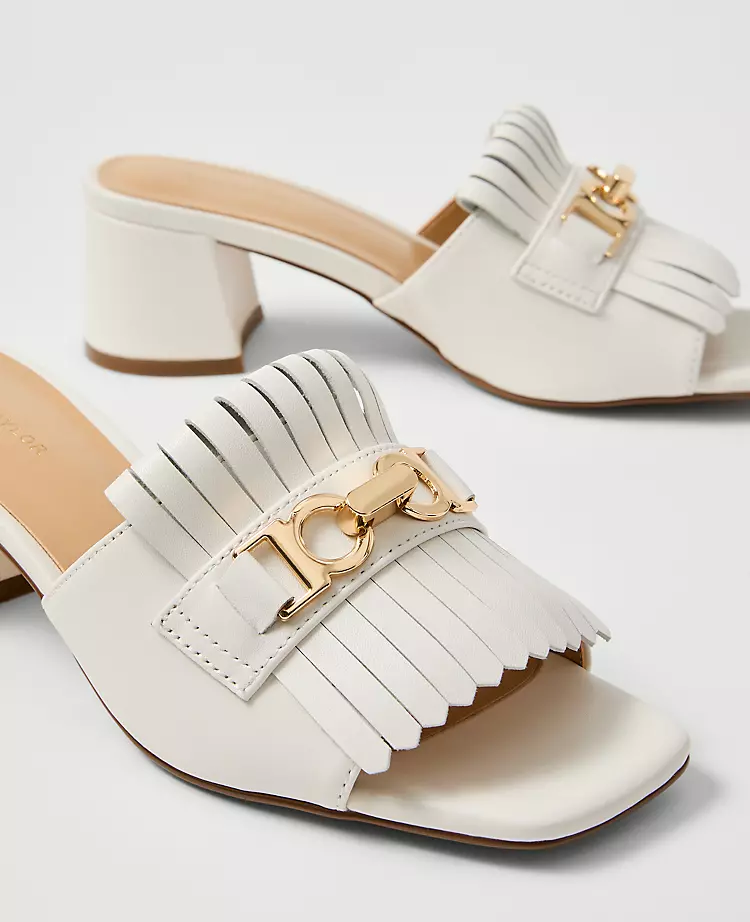 Leather Kiltie Block Heel Sandal comfortable office shoes for women