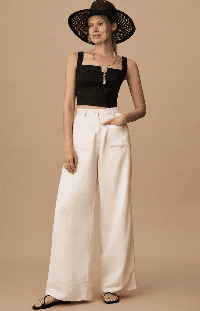 White wide leg pants kinetic