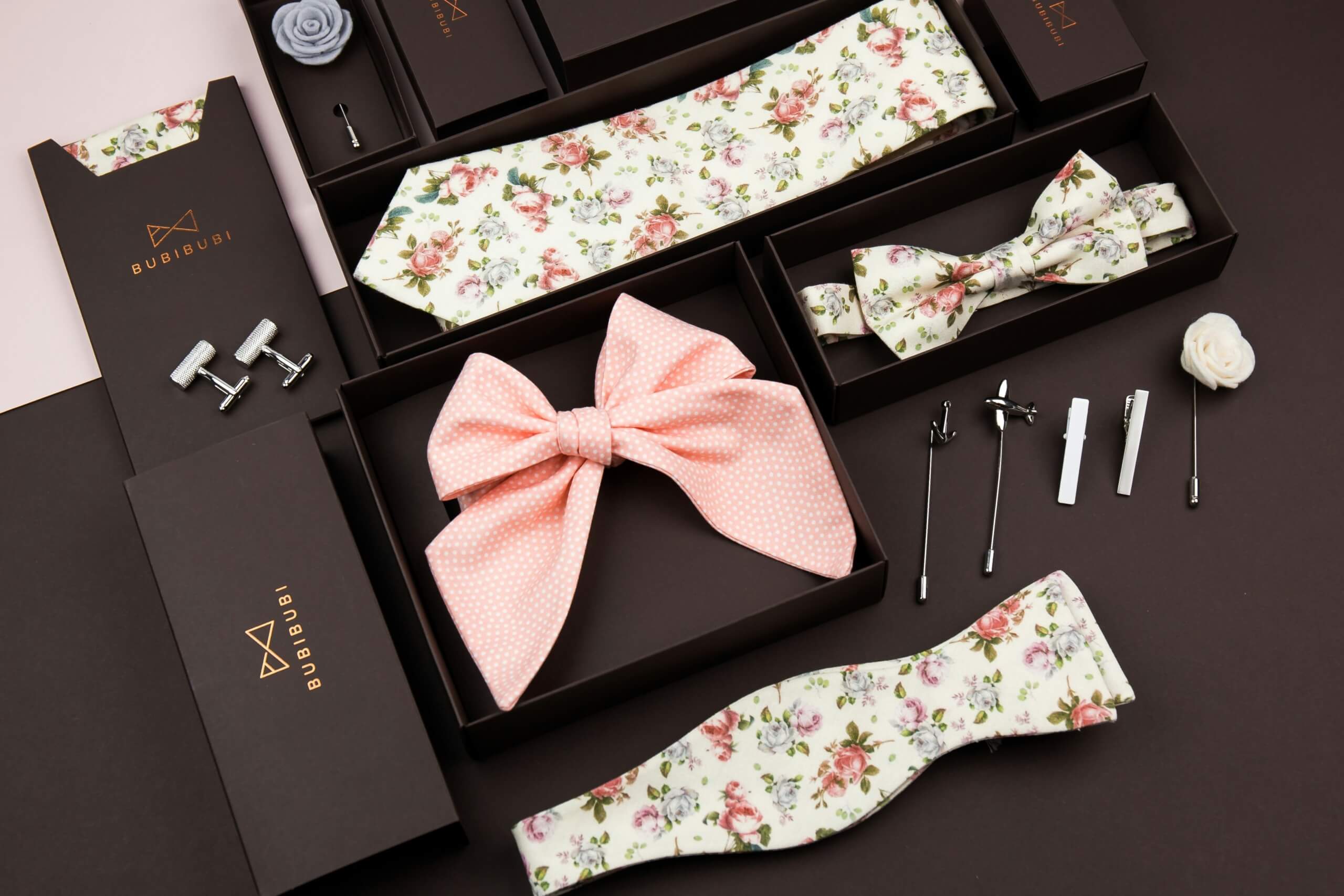 cohesive wedding look - bowties for groomesmen
