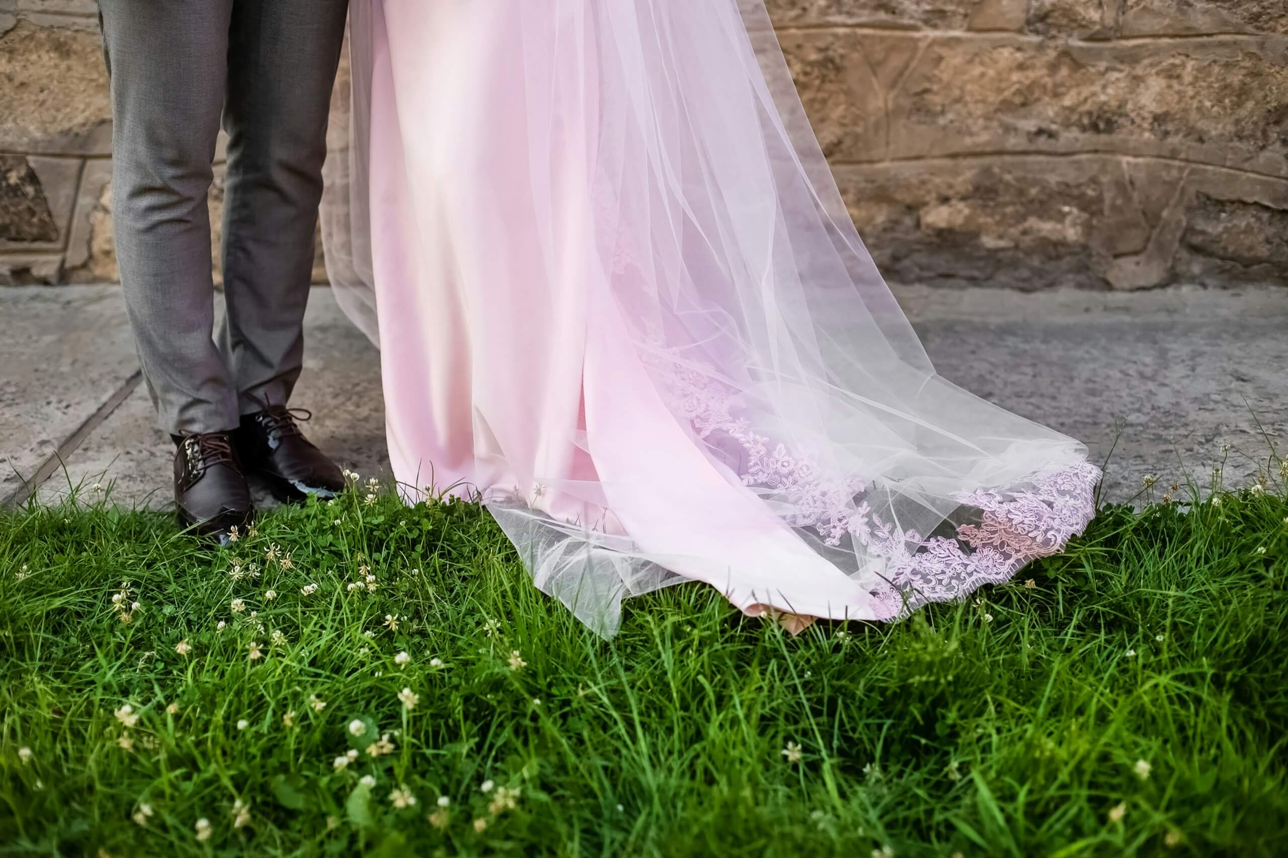 cohesive wedding look - bride and groom shoes