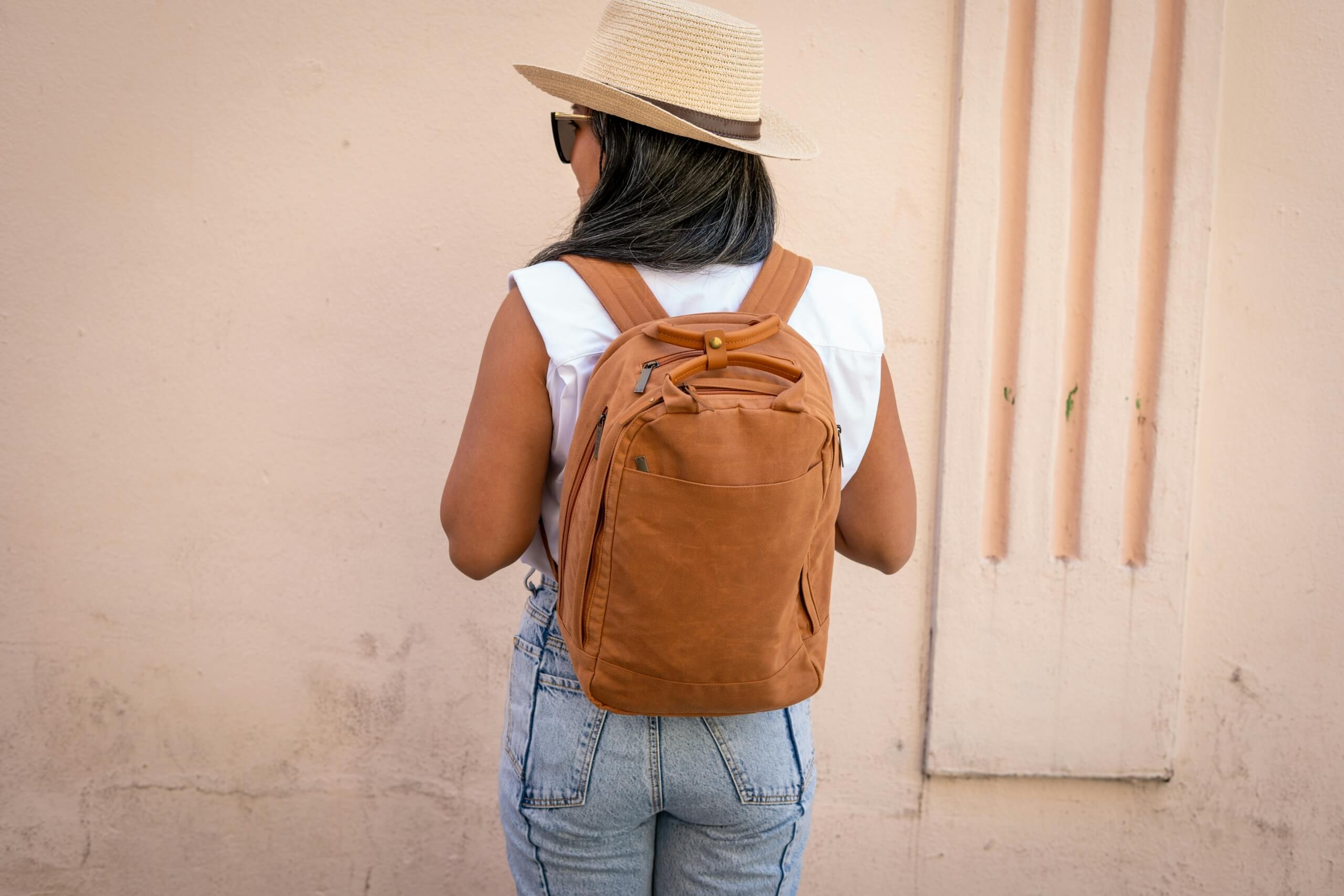 woman traveling with backpack