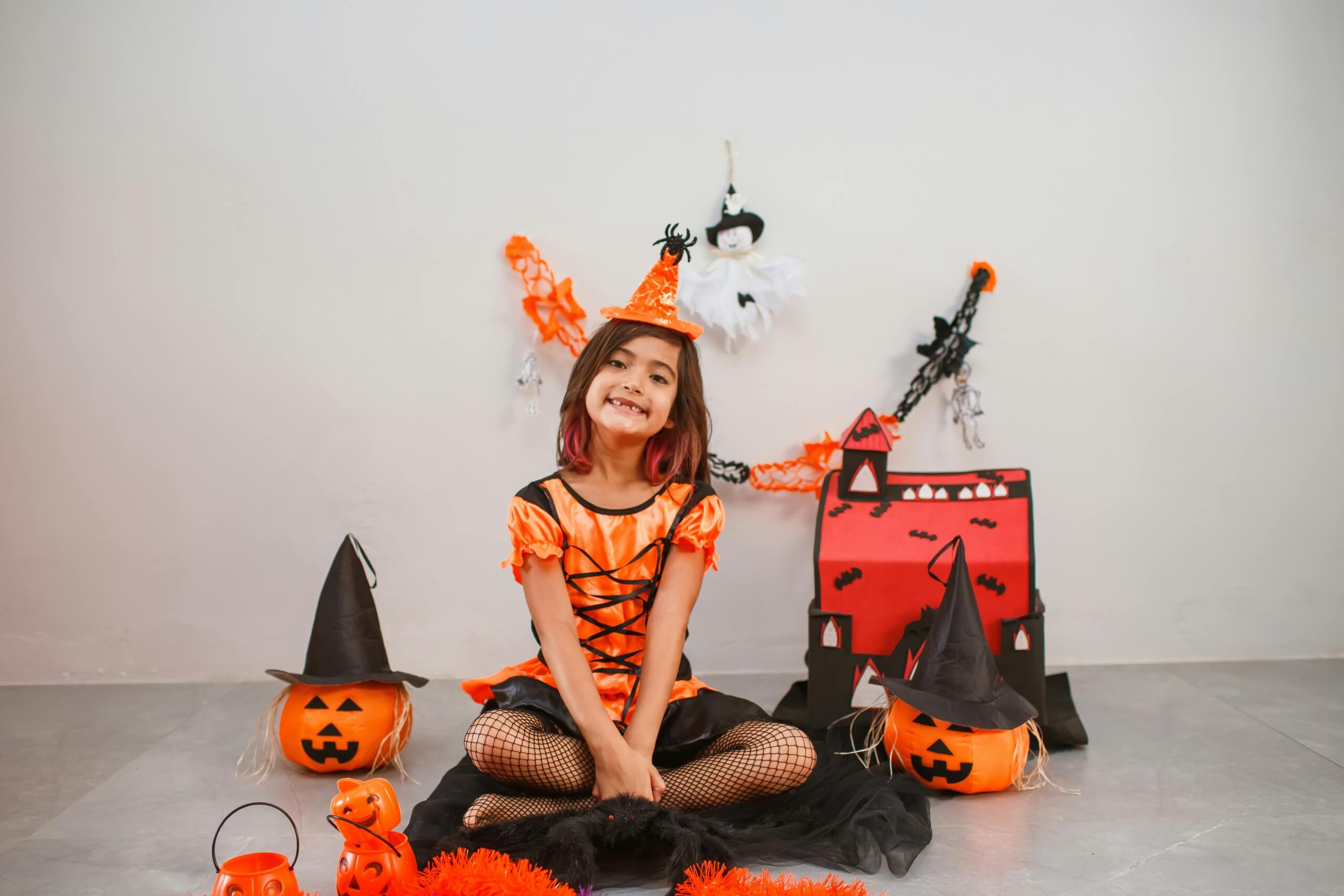 little girl dressed up for halloween hosting guide
