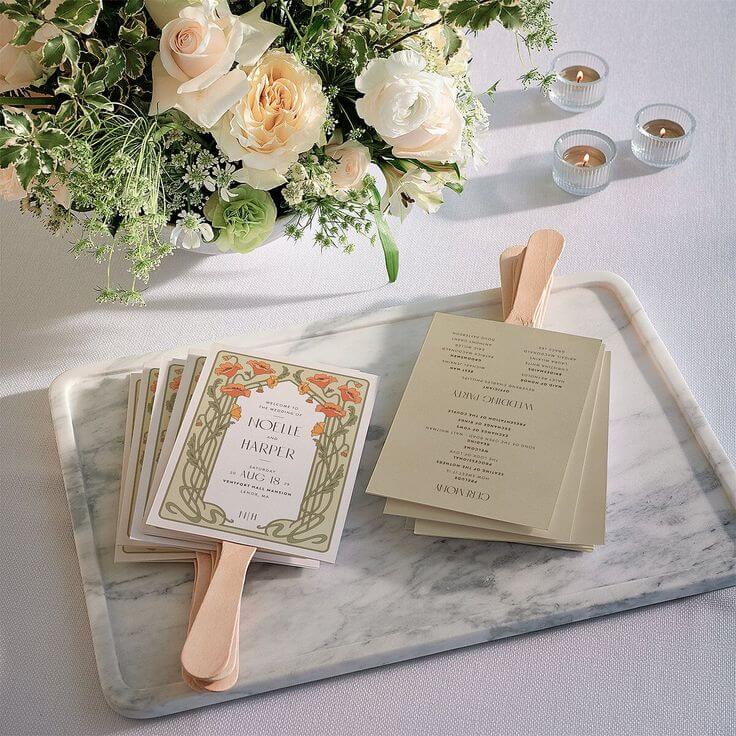 Vintage Nouveau Fan Programs wedding stationary