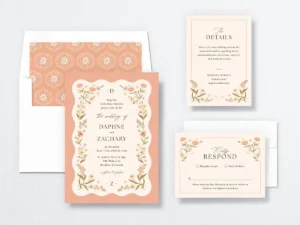 floral border wedding stationary Luxury Elegant Wedding Invitations