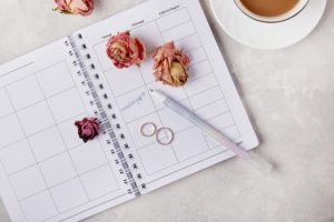 wedding planning timeline stress wedding planning wedding stationary Wedding Planning Bliss -A Collection of Dreamy Inspirations - calendar, rings and flowers, wedding checklist.
