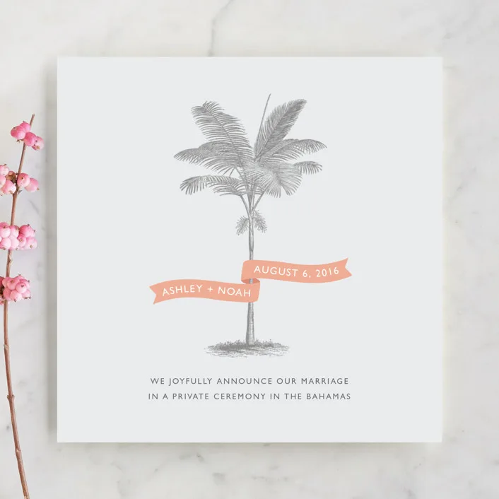 palm card - beach wedding invitations and announcements