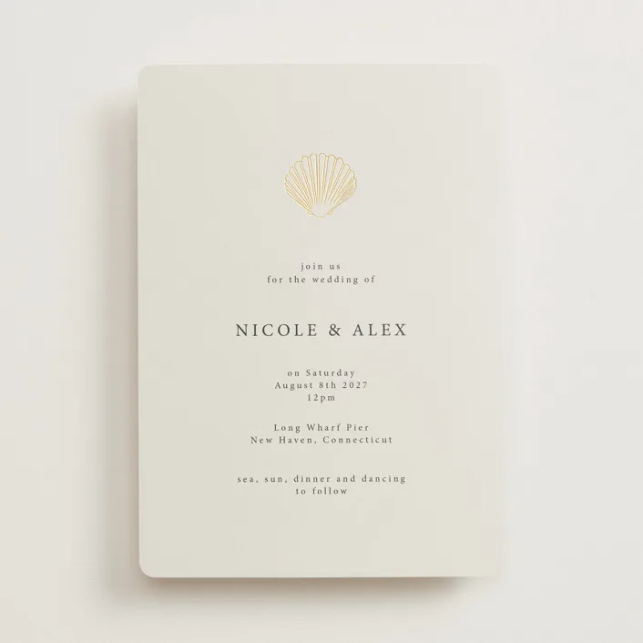simple seashell - beach wedding invitations and announcements