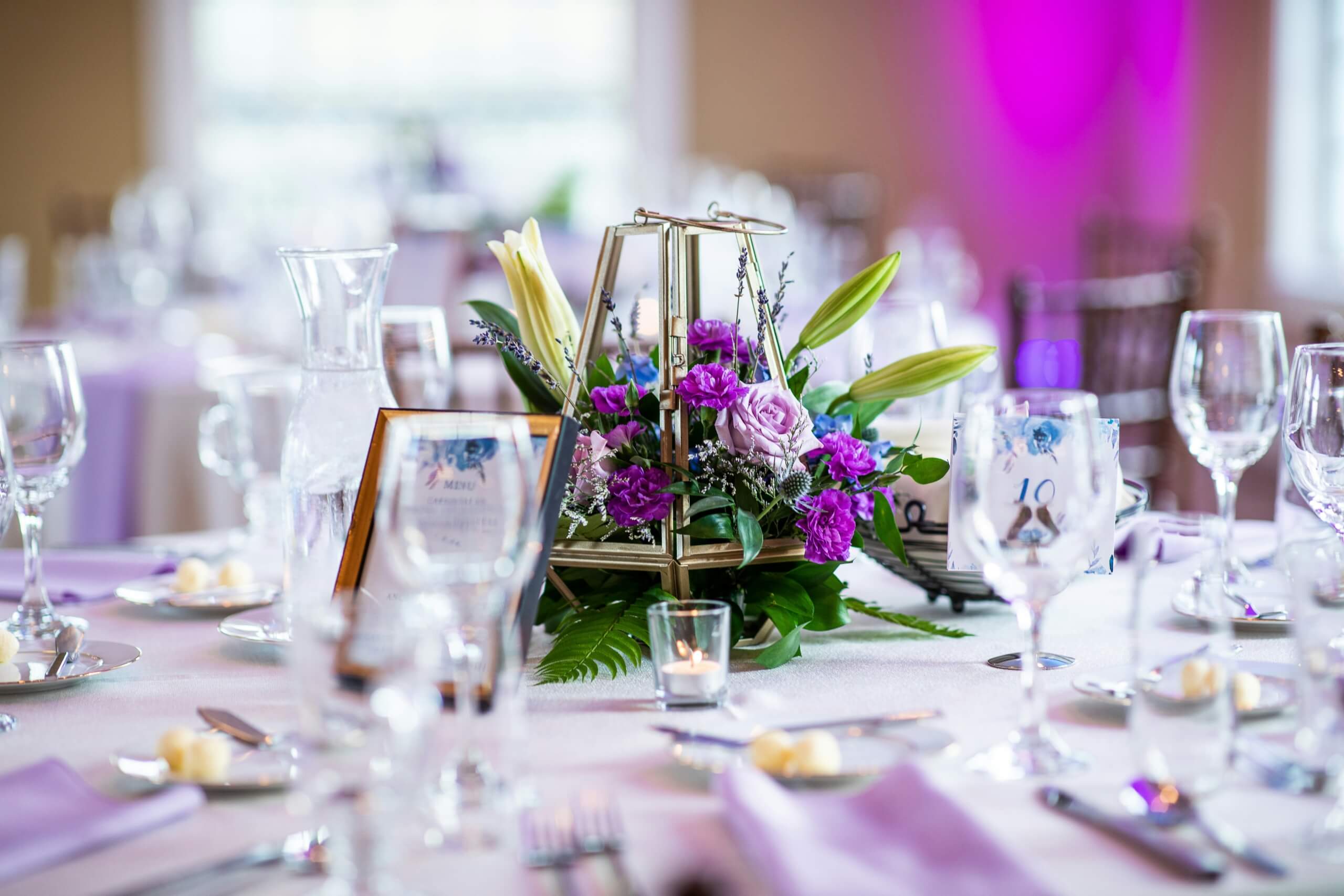 wedding flowers at wedding reception
