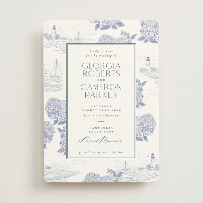 toile - beach wedding invitations and announcements