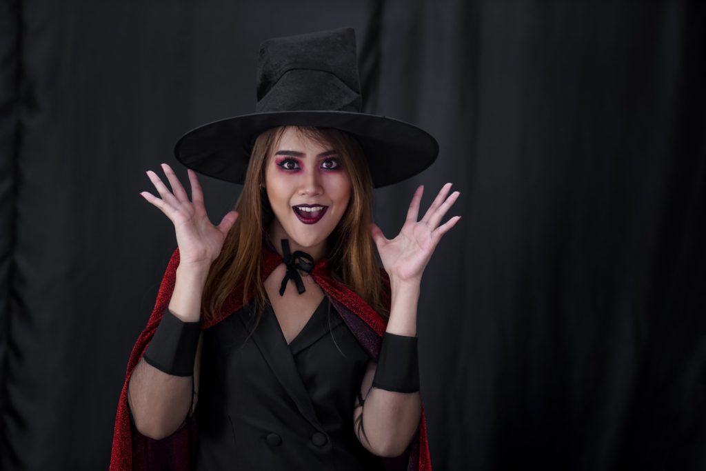 with face paint - witch costume for hallowee