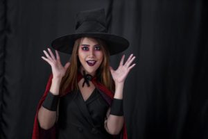 with face paint - witch costume for hallowee