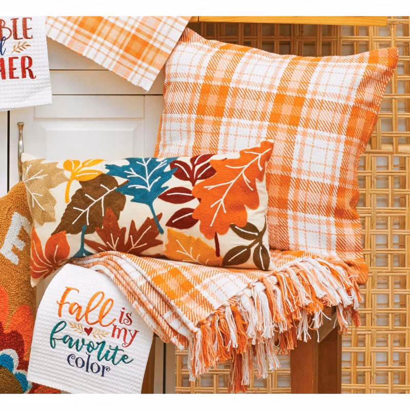 leaves falling fall throws and pillows
