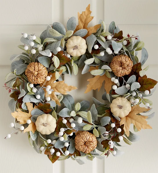 white pumpkin affordable fall wreaths