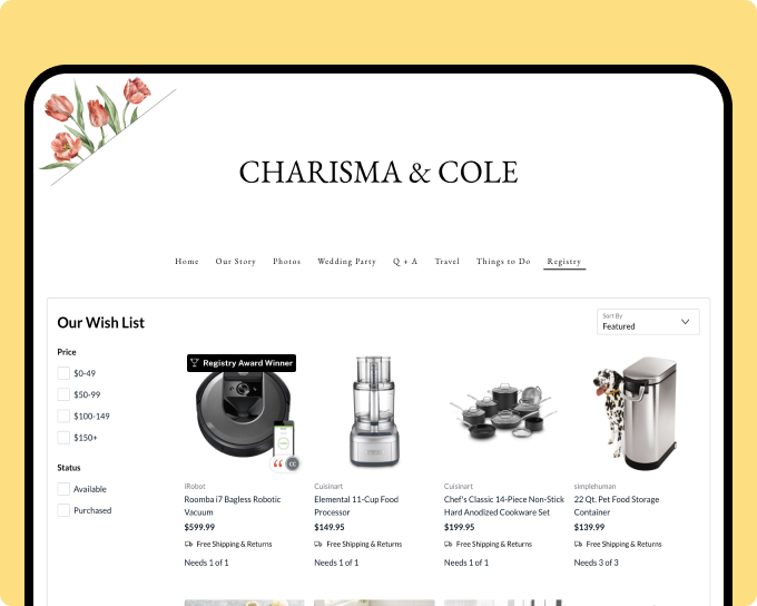 gifts the knot wedding registry