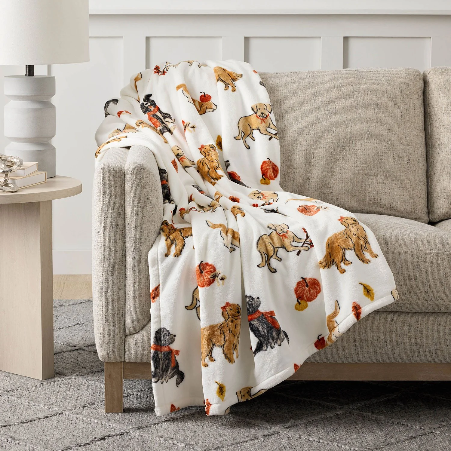 fall dogs fall throws and pillows
