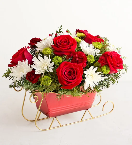 sleigh christmas flowers