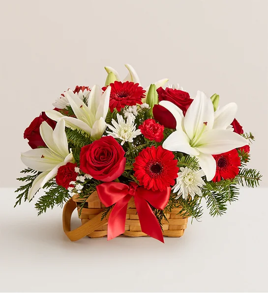 christmas flowers basket