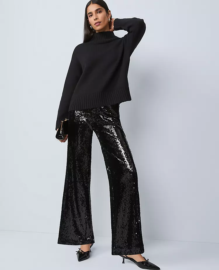 holiday outfits sequin pants