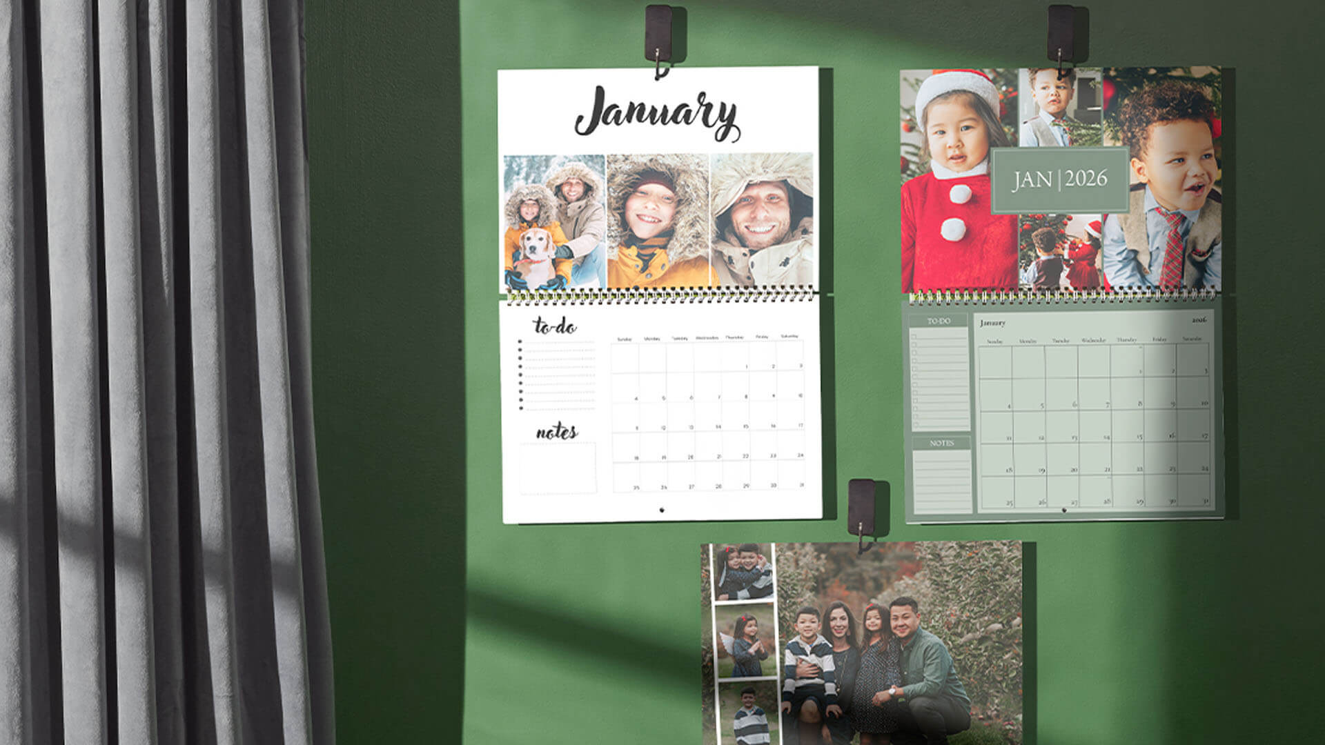 custom wall calendar hung on wall