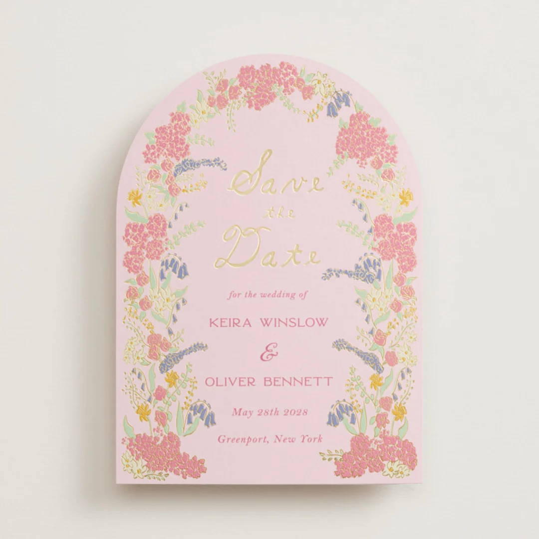 evergold blooms botanical save the dates