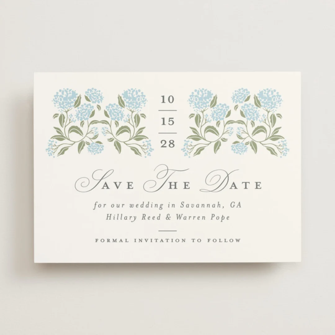 Hydrangea Hedgeby Susan Zinader botanical save the dates