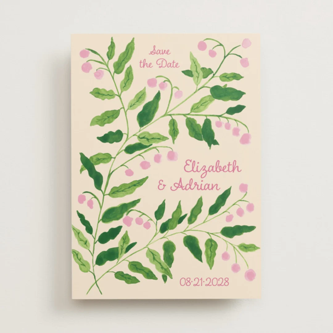 botanical save the dates lily of the valley