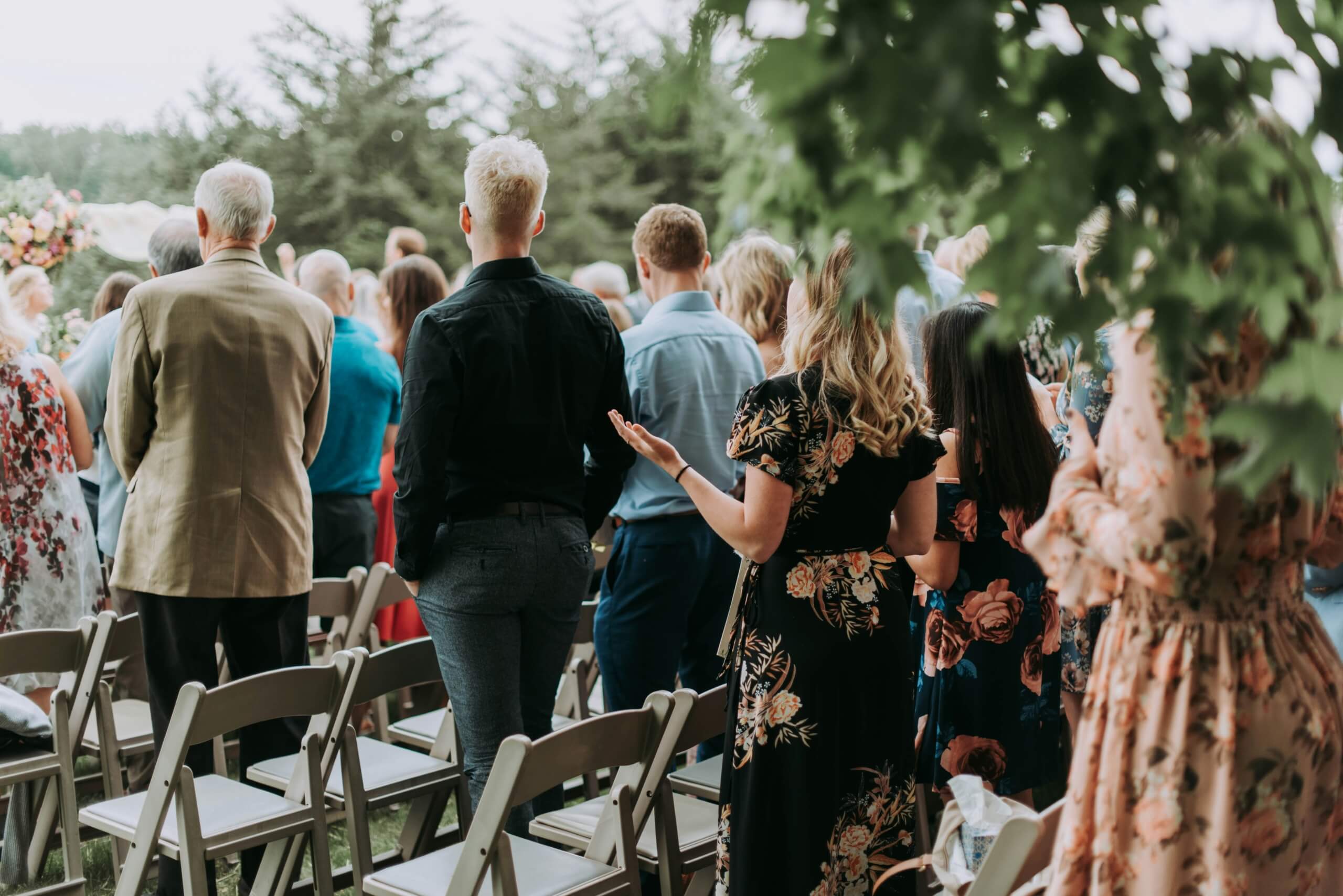 wedding guests inviting coworkers to wedding