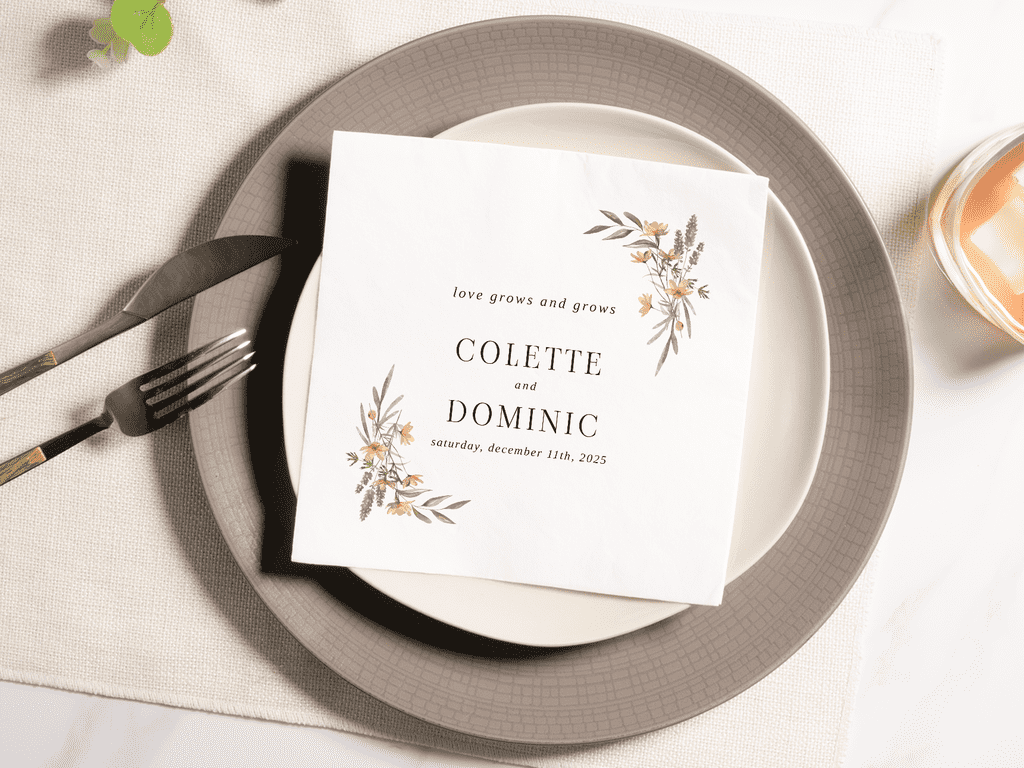 Love Grows and Grows wedding napkin ideas